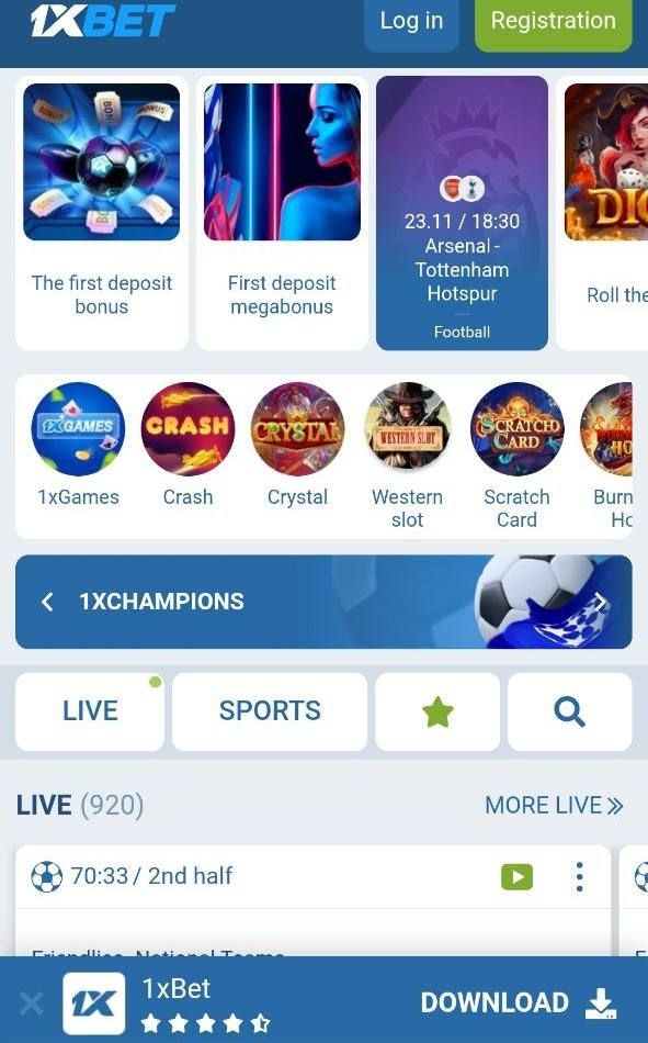 1xBet Mobile App Interface